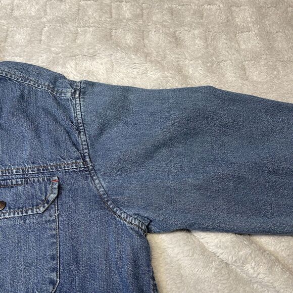 Levi’s Men’s Size L Flannel Lined Denim Button Down Long Sleeve Western Shirt - Picture 6 of 16